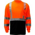 Gss Safety GSS Safety 5114, Class 3, Microfiber Birdseye Long Sleeve T-Shirt W/ Black Bottom, Orange, 2XL Tall 5114-2XL TALL